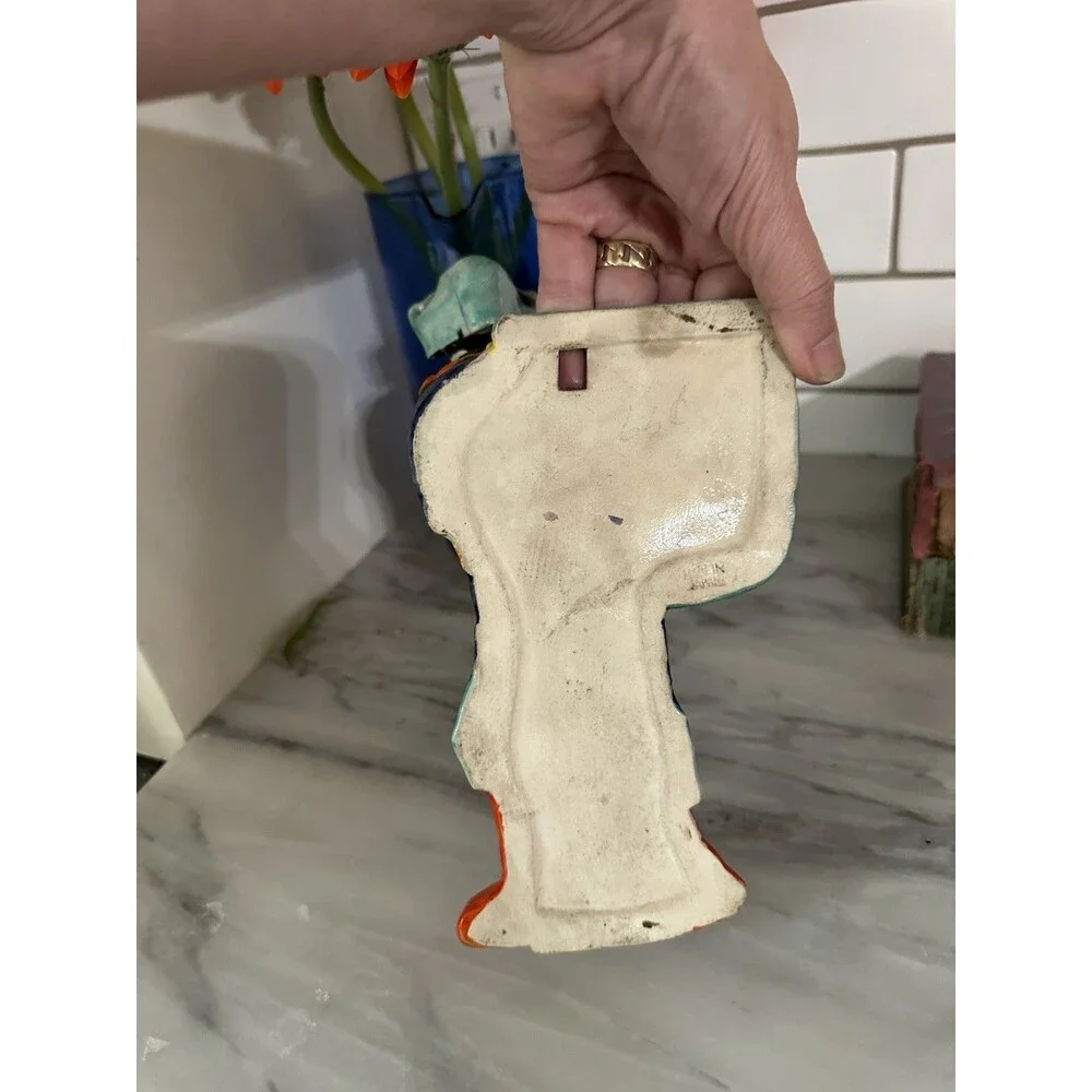 Antique 1922 HandPainted Porcelain Japanese Geisha Wall Pocket Planter Inscribed